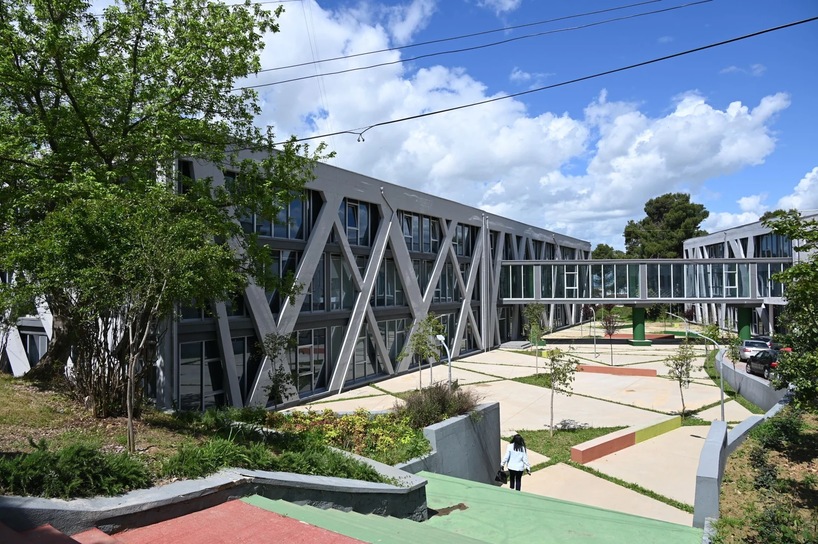 Campus buildings and courtyard at the Agricultural University of Tirana