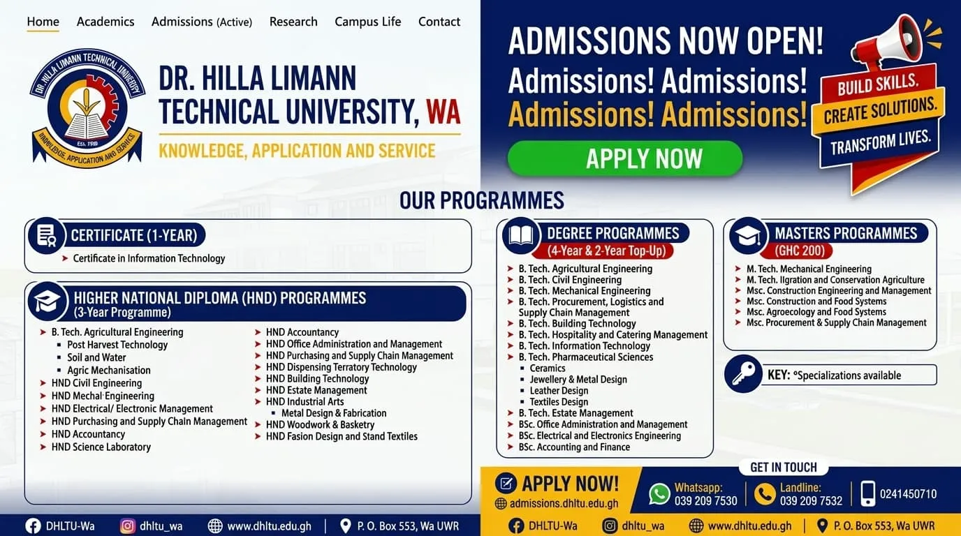 Banner image from the Dr. Hilla Limann Technical University website