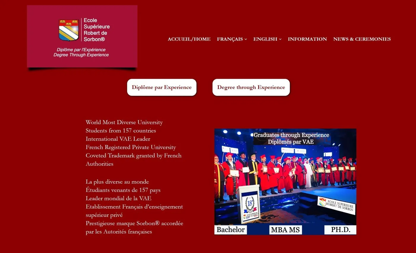 Banner image from the Ecole Superieure Robert de Sorbon website