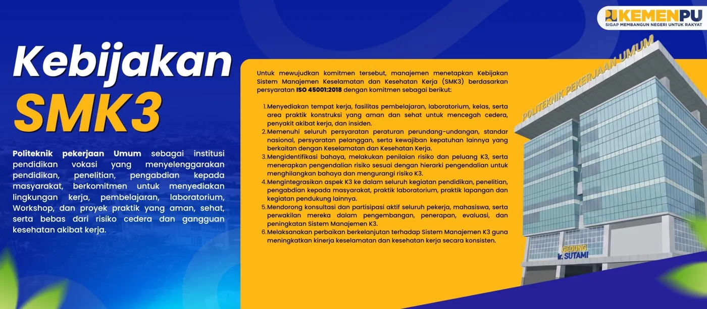 Banner image from the Politeknik Pekerjaan Umum website