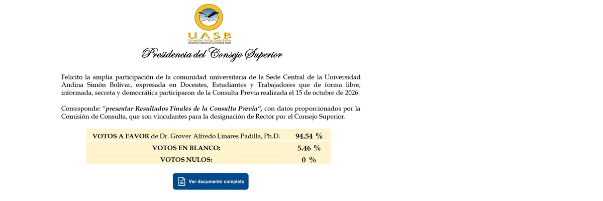 Banner image from the Universidad Andina Simón Bolívar website