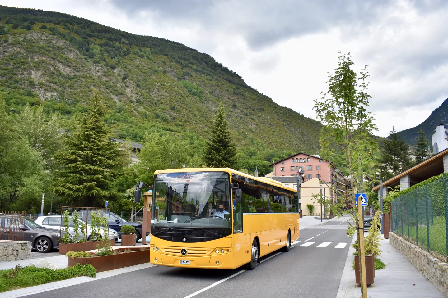 Andorran public transport bus on route L4 in Escaldes-Engordany