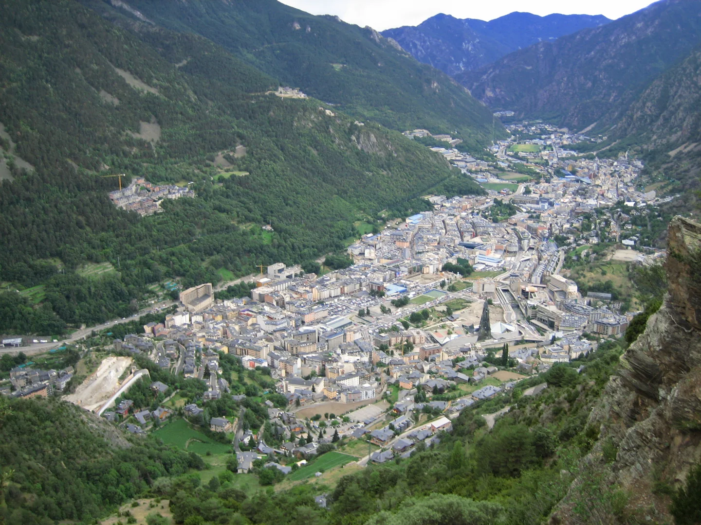 Andorra la Vella and Escaldes-Engordany in a mountain valley