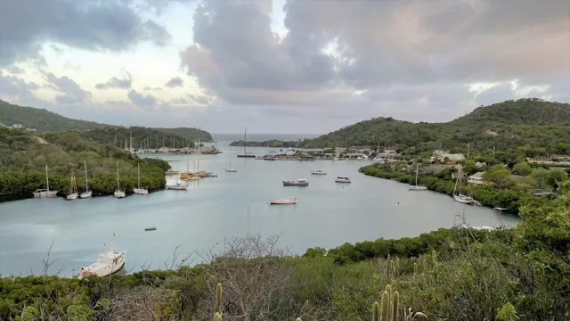 English Harbour and dockyard buildings around a sheltered bay