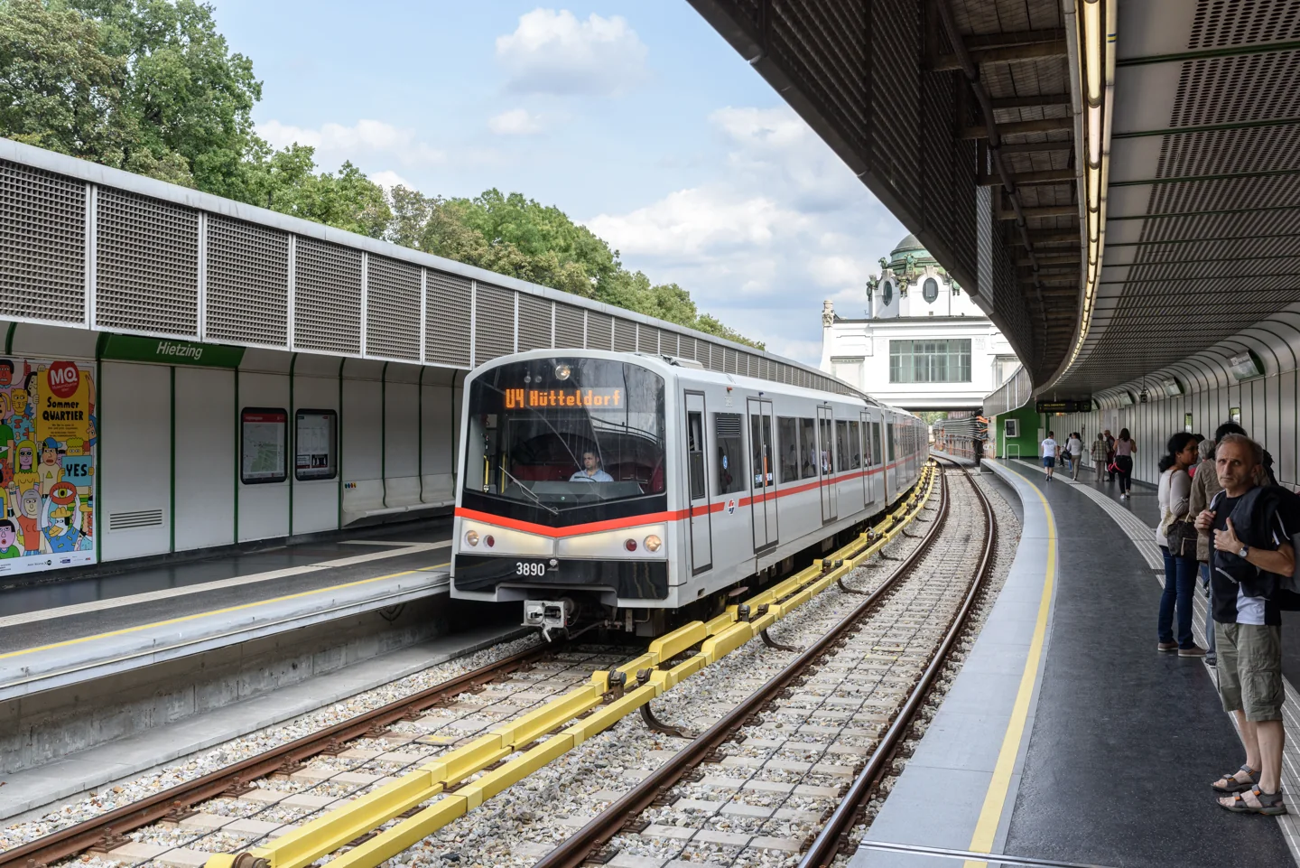 Vienna U-Bahn railway and station at Hietzing