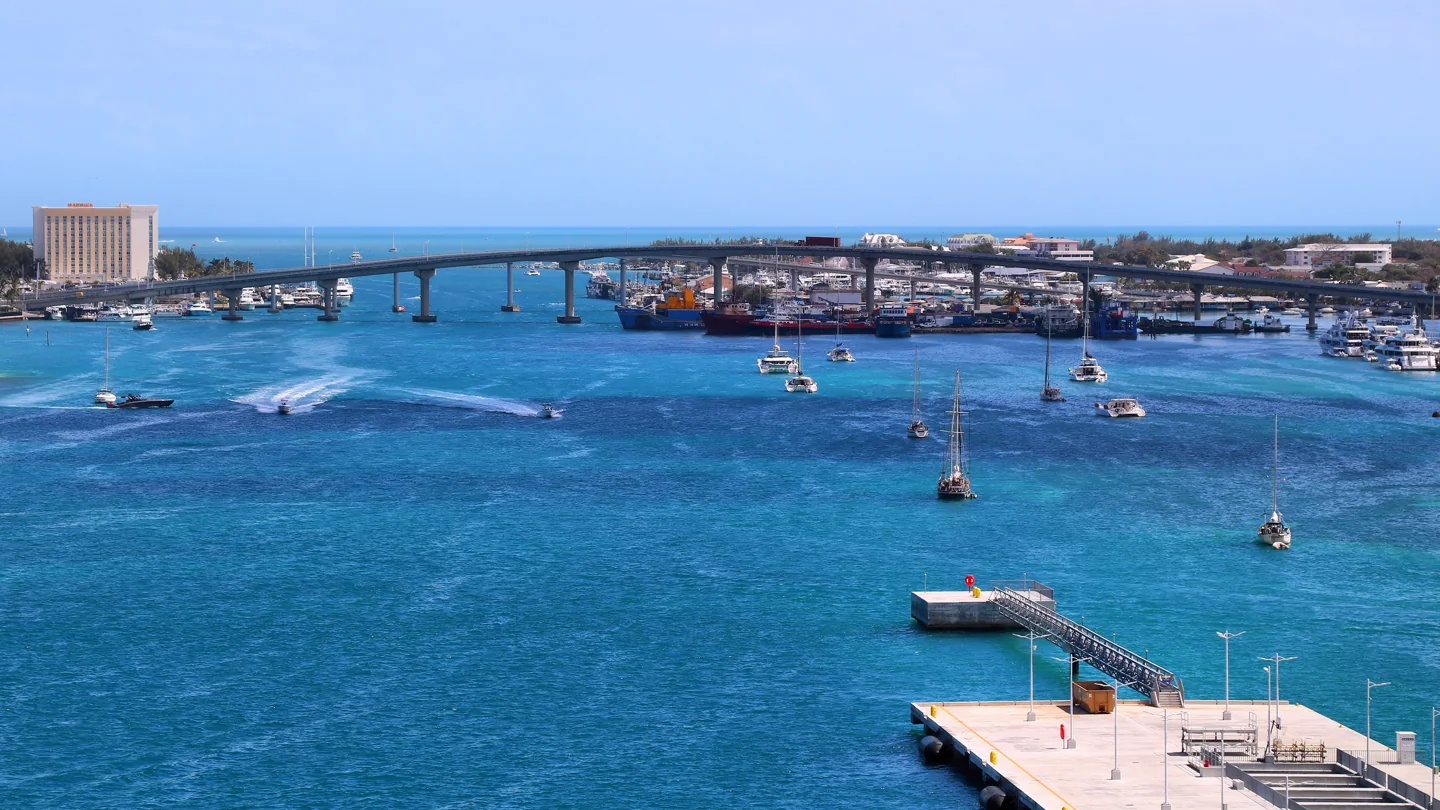 Nassau harbour and waterfront buildings