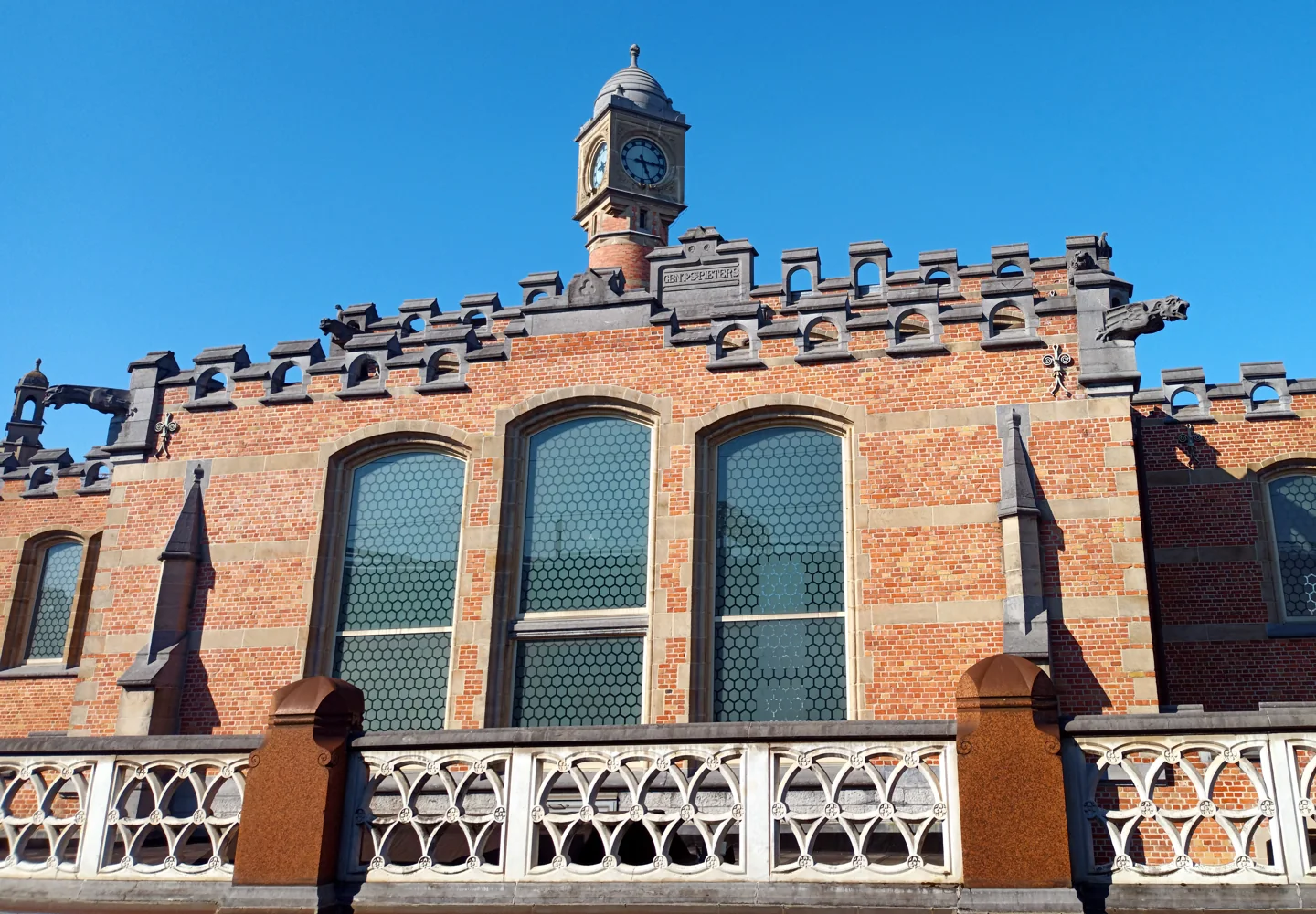 Architecture at Gent-Sint-Pieters railway station in Ghent