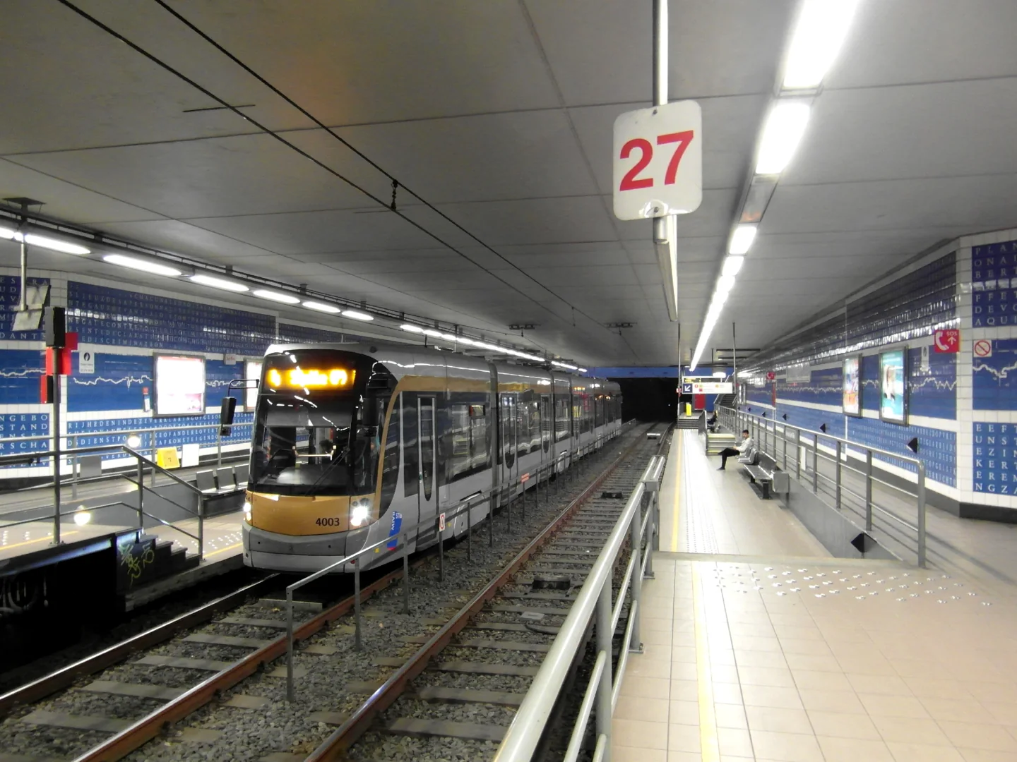 Interior of Parvis de Saint-Gilles premetro station in Brussels