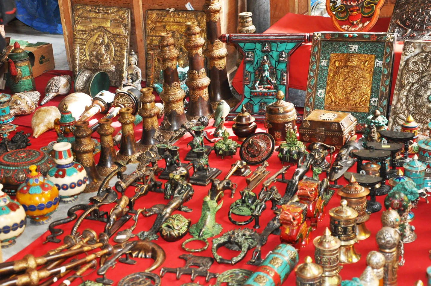 Bhutanese handicrafts displayed at a Thimphu market