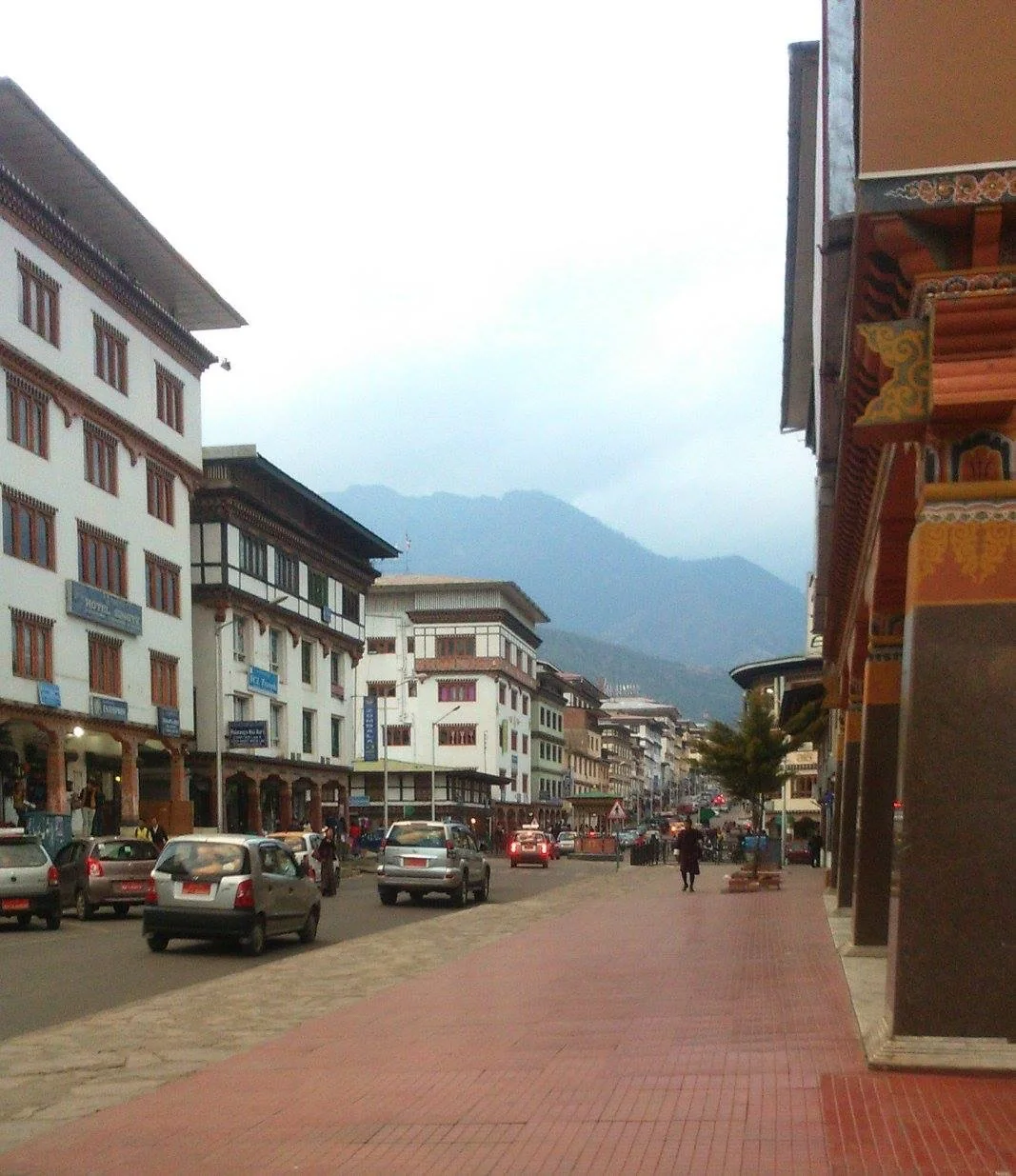 Street and buildings along Norzin Lam in Thimphu