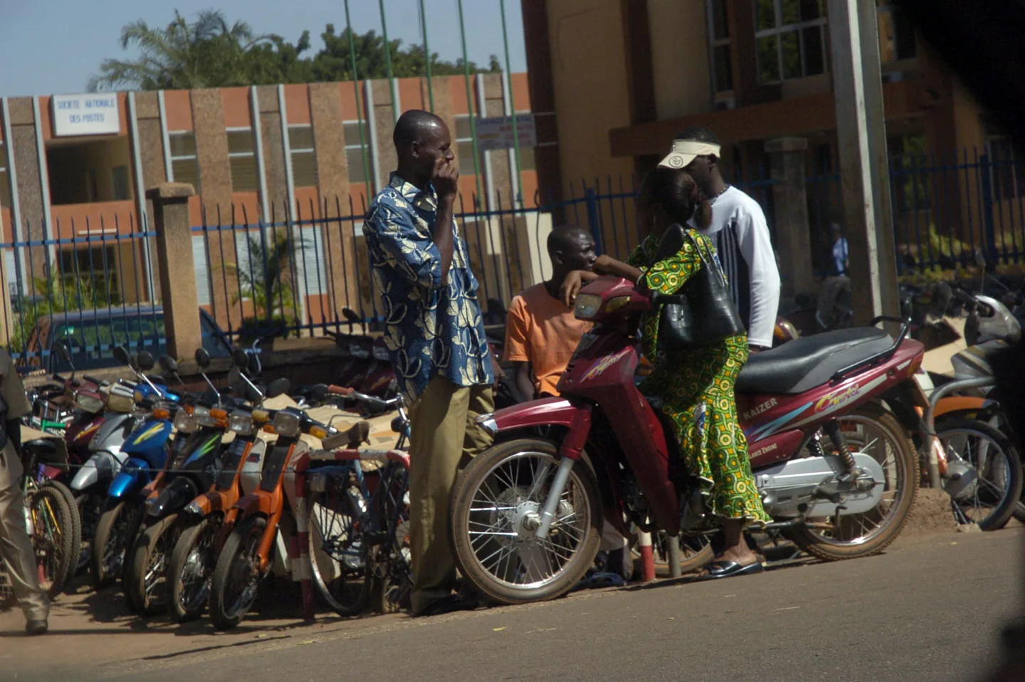 Motorcycles parked outside the central market in Ouagadougou