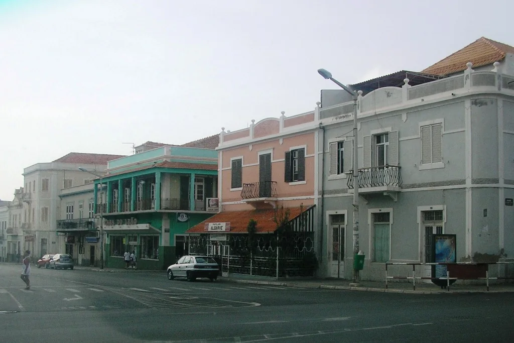 Central street and buildings in Mindelo on São Vicente