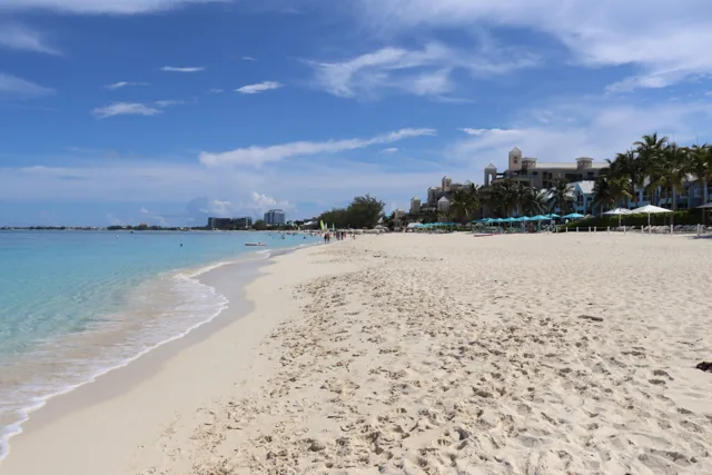 Sand and turquoise water along Seven Mile Beach on Grand Cayman