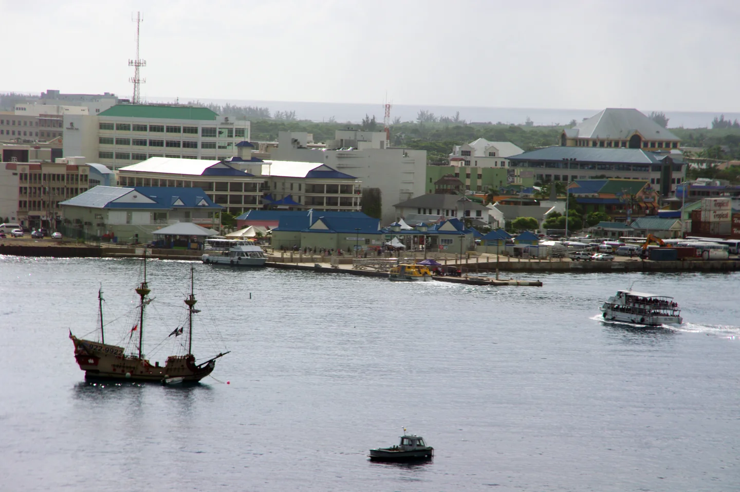 George Town waterfront on Grand Cayman seen from the water