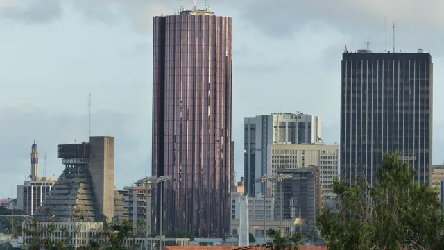 Tall office towers and smaller buildings in Le Plateau, Abidjan