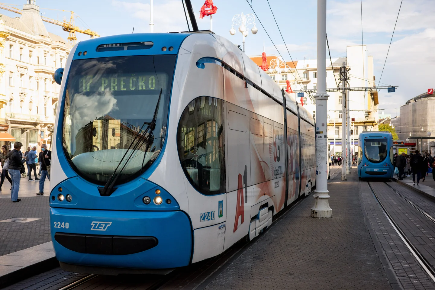 Zagreb tram at Ban Jelačić Square