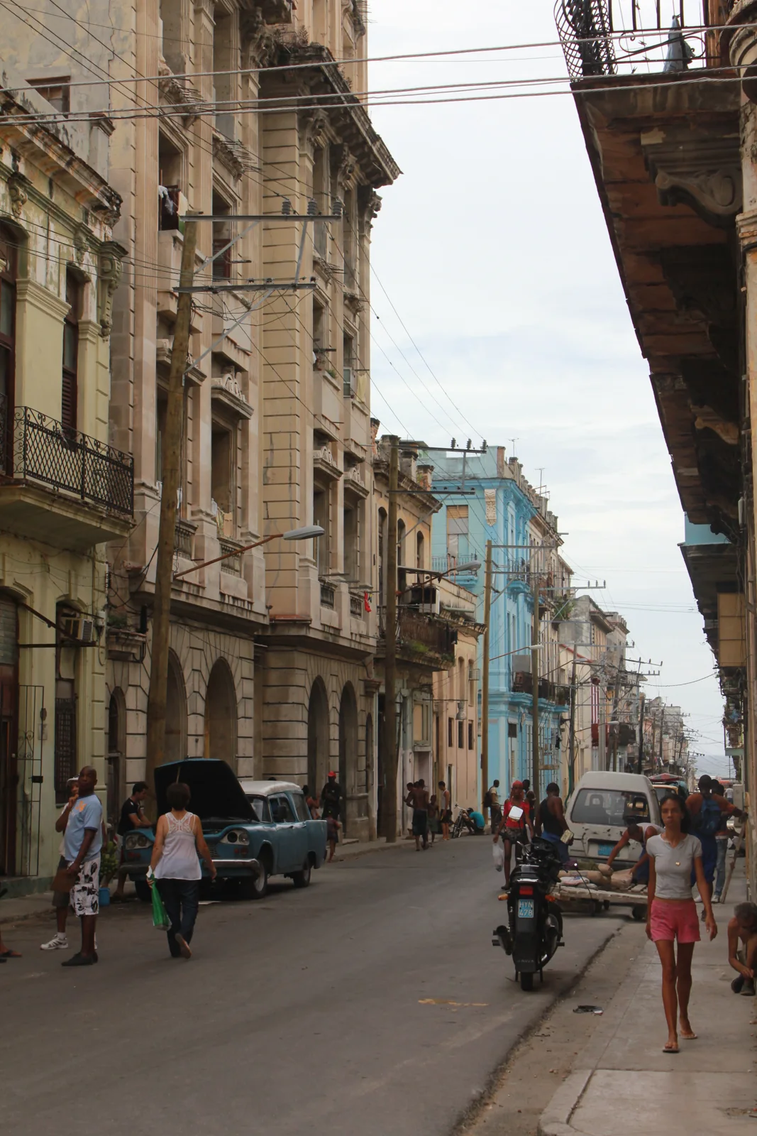 Residential street and balconies in Havana