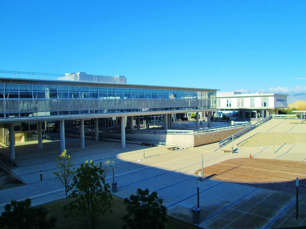 University of Cyprus buildings around a landscaped open square in Nicosia