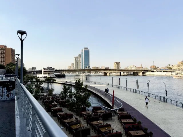 Nile riverfront viewed from Zamalek in Cairo