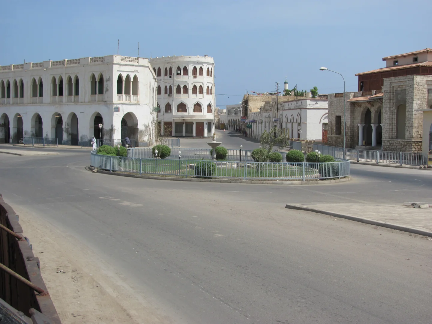 Historic town entrance and street setting in Massawa