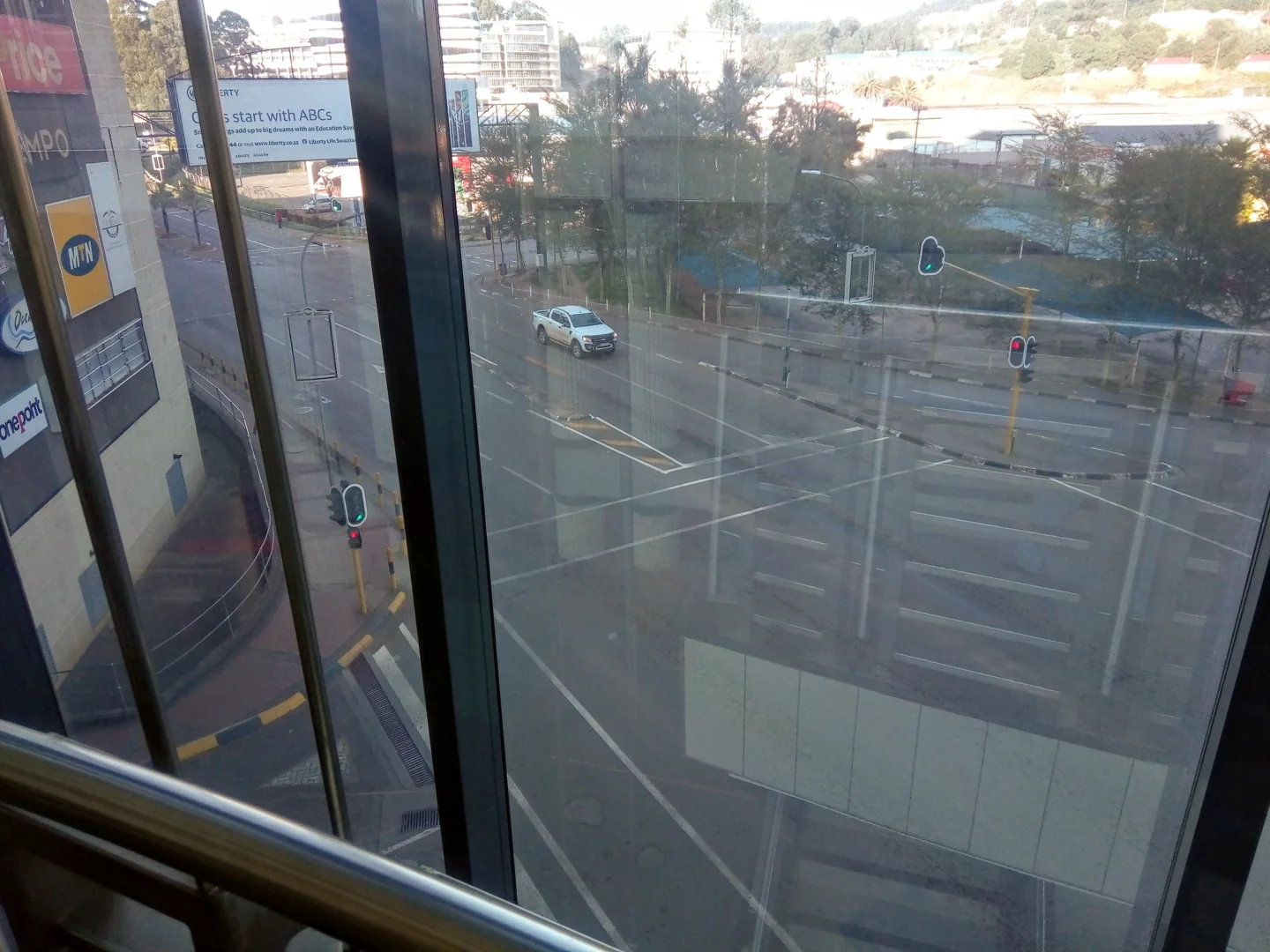 View of Dr Sishayi Road and central Mbabane buildings