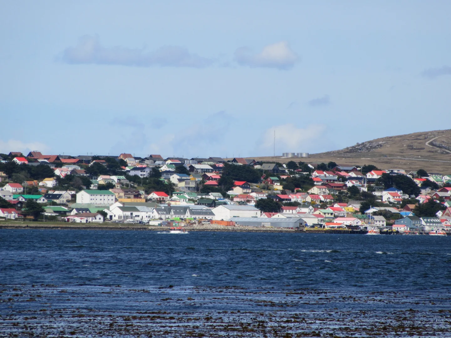 Colourful residential buildings in Stanley