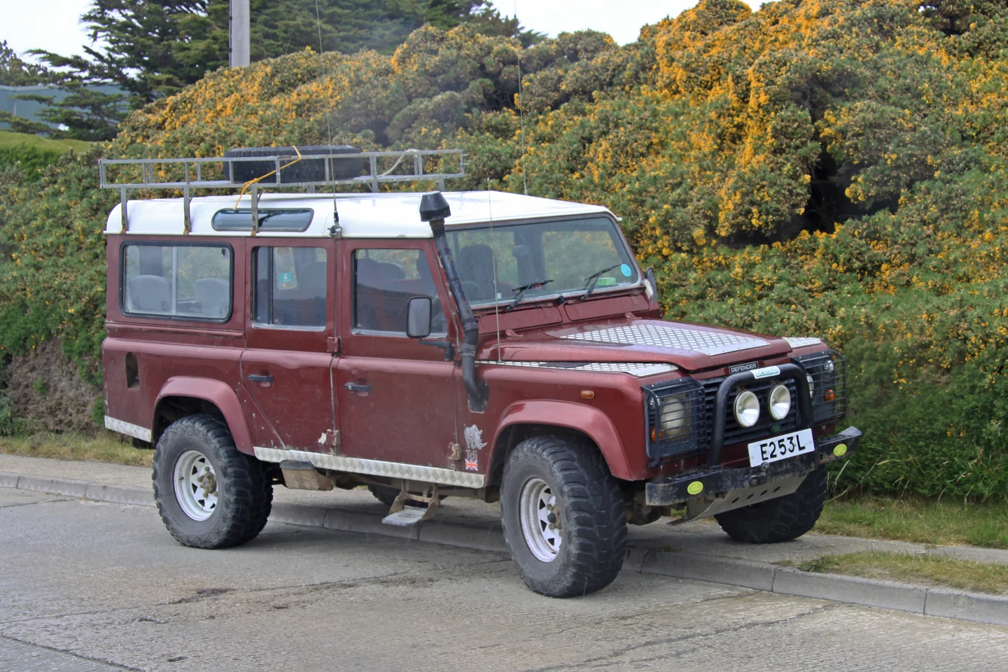 Land Rover on a street in Stanley