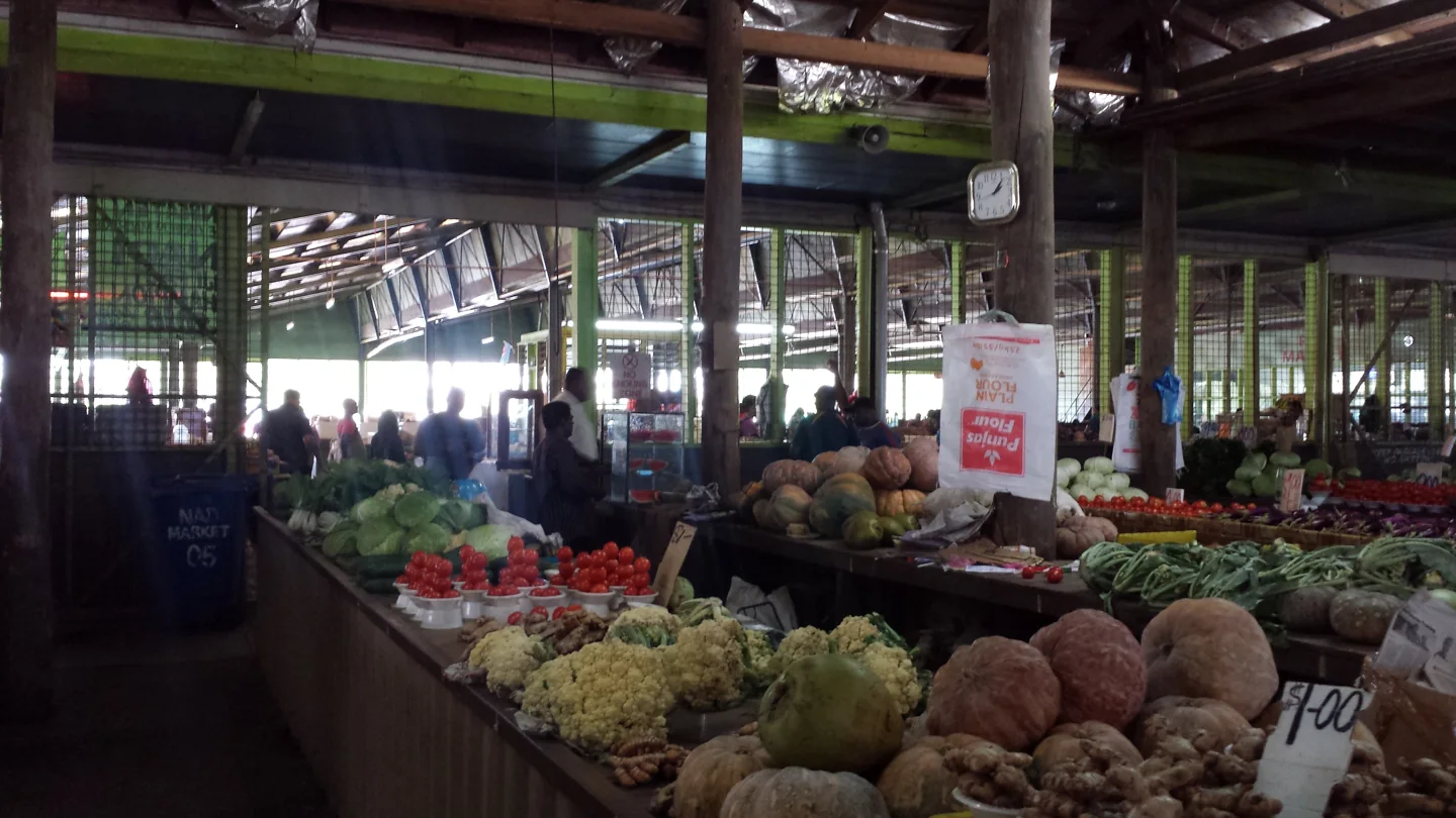 Produce stalls inside Nadi Municipal Market