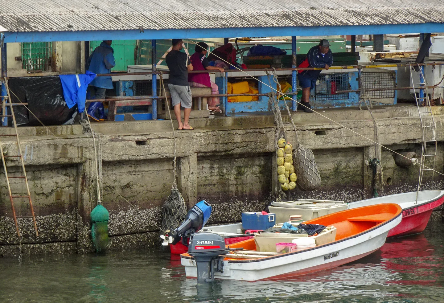 Boats moored by Town Wharf in Suva